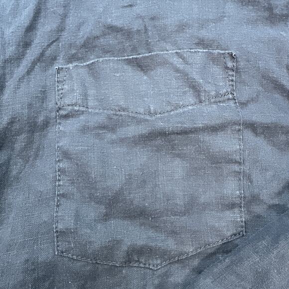 Onia Shirt Mens XL Dark Blue Linen Breathable Relaxed Coastal Beach Summertime - Picture 4 of 14